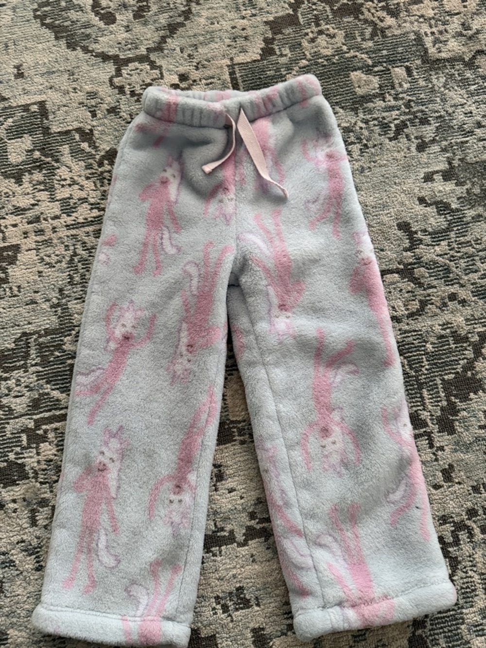 Nordstrom Light Gray and Pink Plush Sleepwear Pants